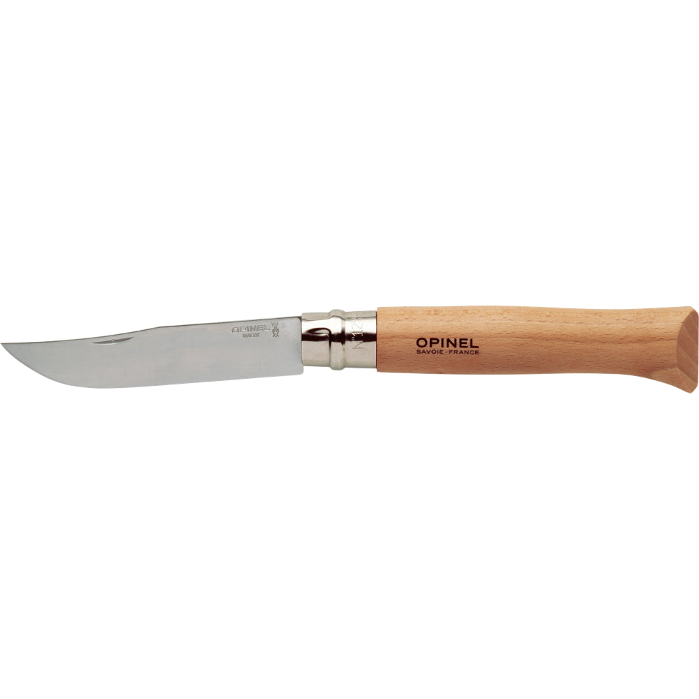 Couteau Pliant Français Tradition Inox N°12 Manche Hêtre Opinel Taille optimale pour les travaux agricoles et la chasse. A table, il devient un couteau de service original et efficace.
