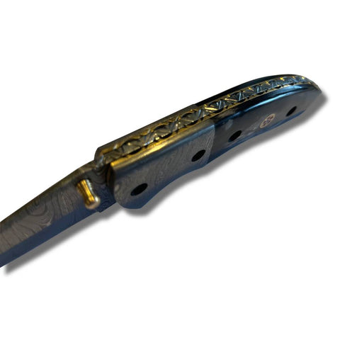 Damast-Taschenmesser mit schwarzem Griff